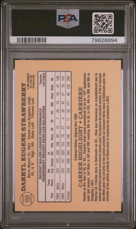 1985 Leaf #159 Darryl Strawberry PSA 8