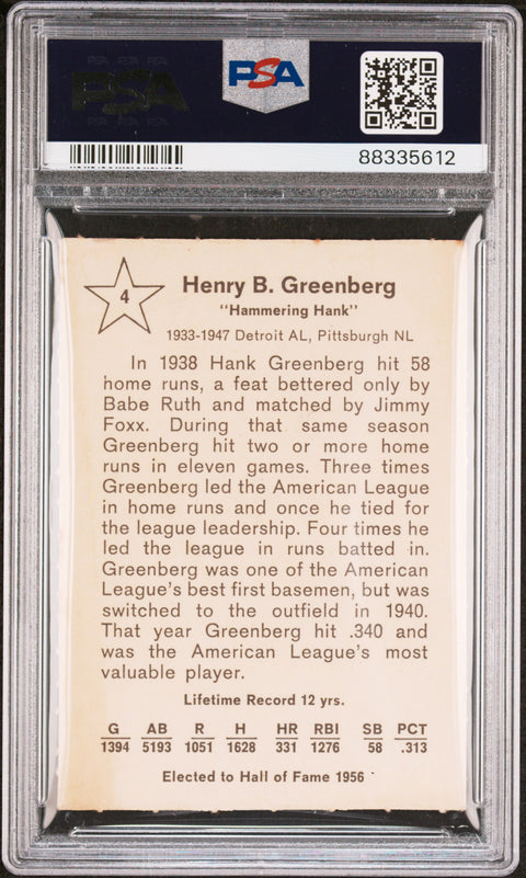 1961 Golden Press #4 Hank Greenberg PSA 2