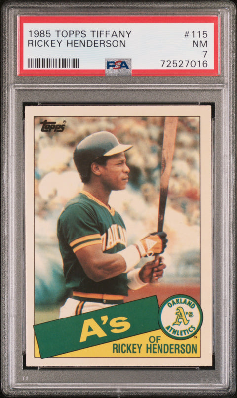 1985 Topps Tiffany #115 Rickey Henderson PSA 7