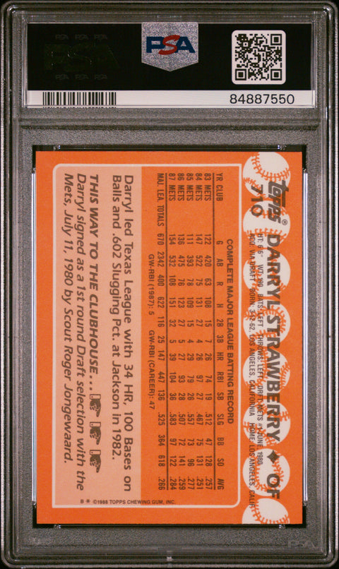 1988 Topps Tiffany #710 Darryl Strawberry PSA 9