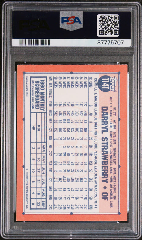 1991 Topps Traded #114T Darryl Strawberry PSA 8