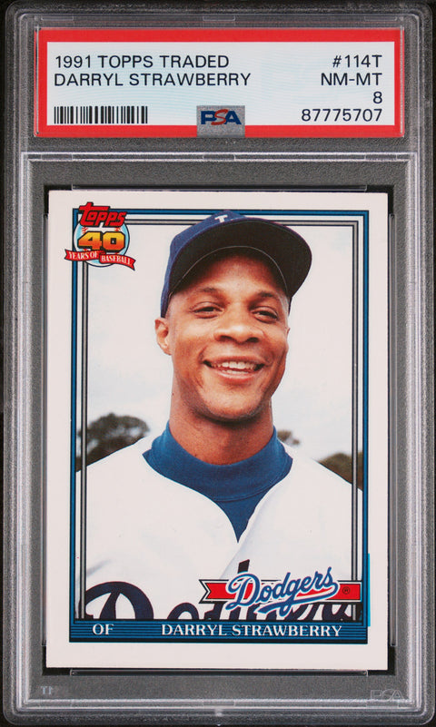 1991 Topps Traded #114T Darryl Strawberry PSA 8