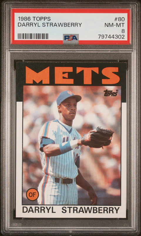 1986 Topps #80 Darryl Strawberry PSA 8