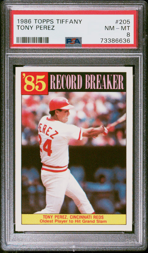 1986 Topps Tiffany #205 Tony Perez PSA 8