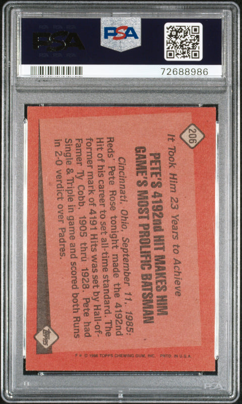 1986 Topps #206 Pete Rose PSA 6