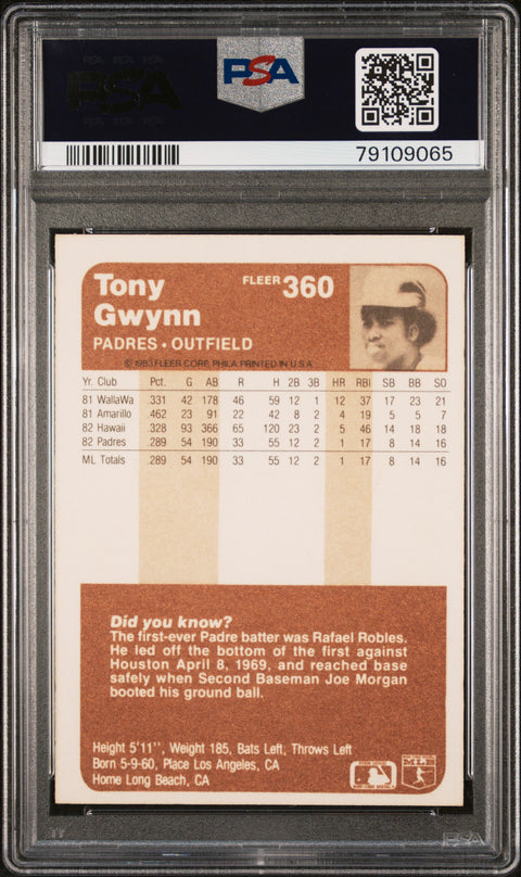 1983 Fleer #360 Tony Gwynn PSA 8