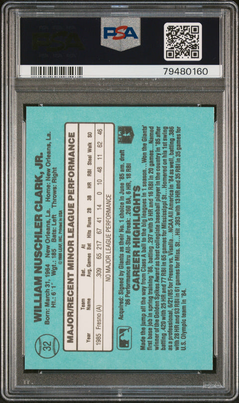 1986 Donruss Rookies #32 Will Clark PSA 8