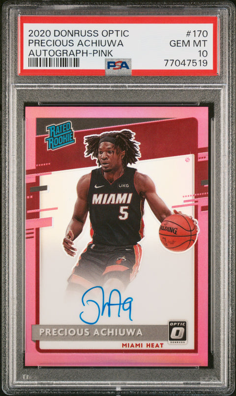 2020 Panini Donruss Optic #170 Precious Achiuwa Autograph-Pink PSA 10