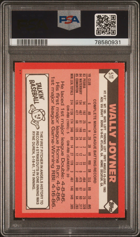 1986 Topps Traded #51T Wally Joyner PSA 9