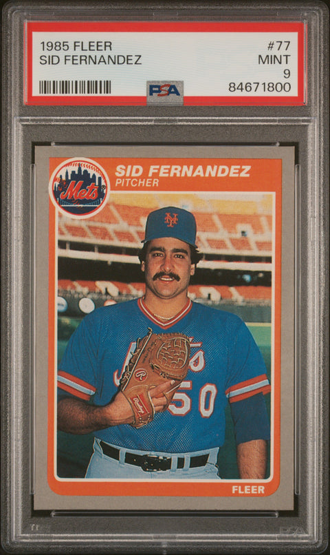 1985 Fleer #77 Sid Fernandez PSA 9