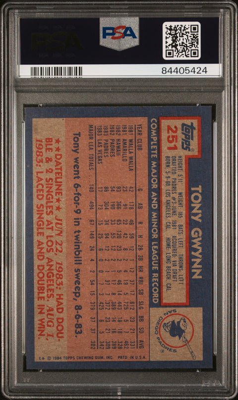 1984 Topps #251 Tony Gwynn PSA 8