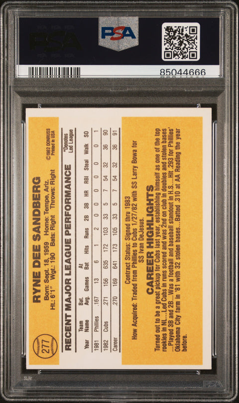 1983 Donruss #277 Ryne Sandberg PSA 8