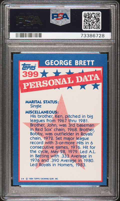 1984 Topps Tiffany #399 George Brett PSA 8