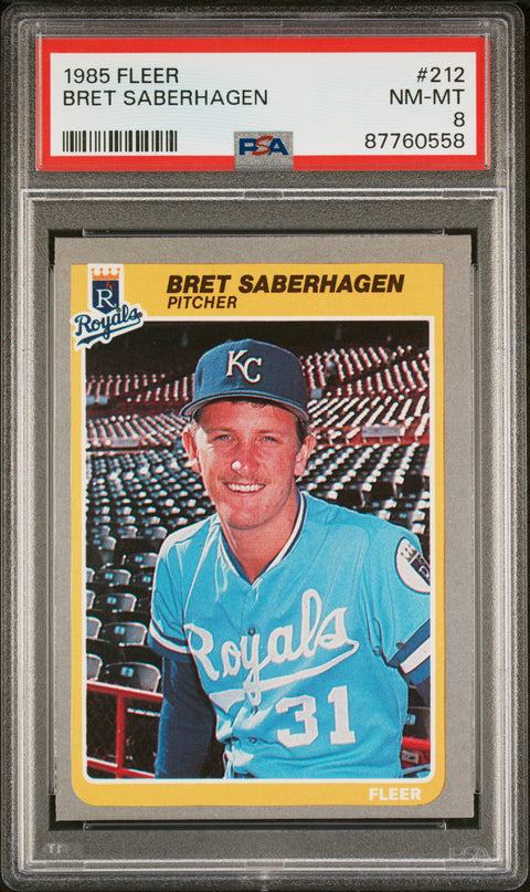 1985 Fleer #212 Bret Saberhagen PSA 8