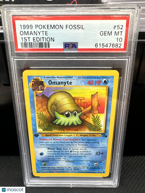 1999 PokéMon TCG Omanyte #52 PSA 10