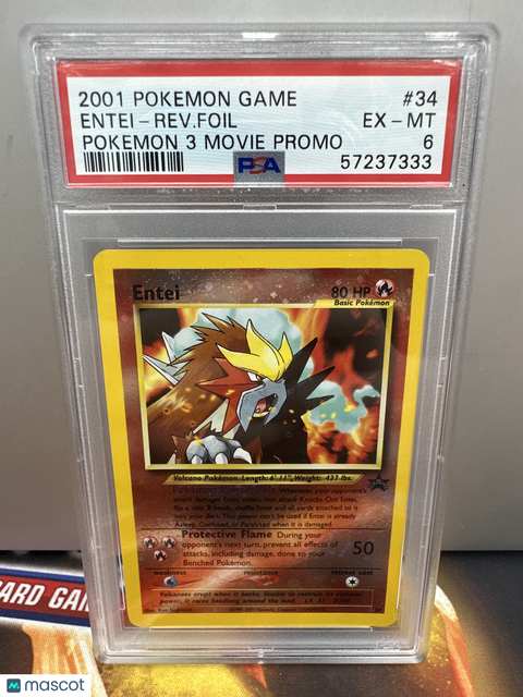 2001 PokéMon TCG Entei-Rev. Foil #34 PSA 6