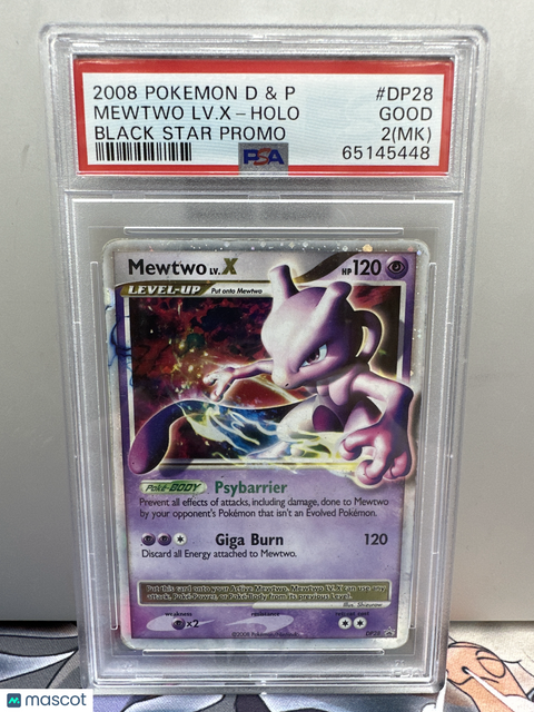 2008 PokéMon TCG Mewtwo LV. X #DP28 MK PSA 2