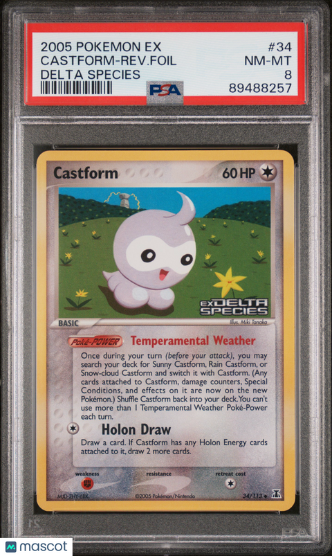 2005 PokéMon TCG Castform-Rev. Foil #34 PSA 8