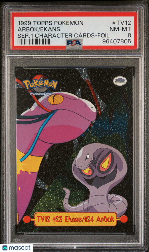 1999 Topps Pokemon Series 1 Character Cards Ekans Arbok #TV12 PSA 8