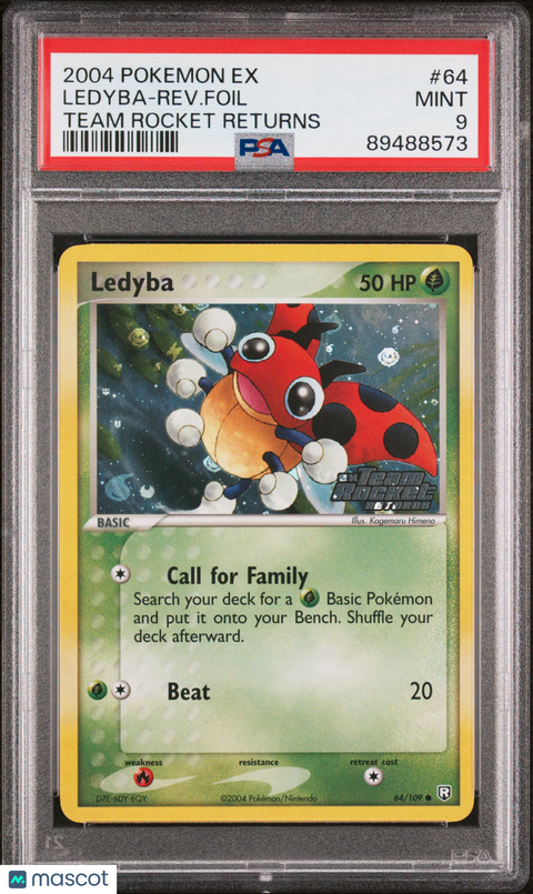 2004 PokéMon TCG Ledyba-Rev. Foil #64 PSA 9