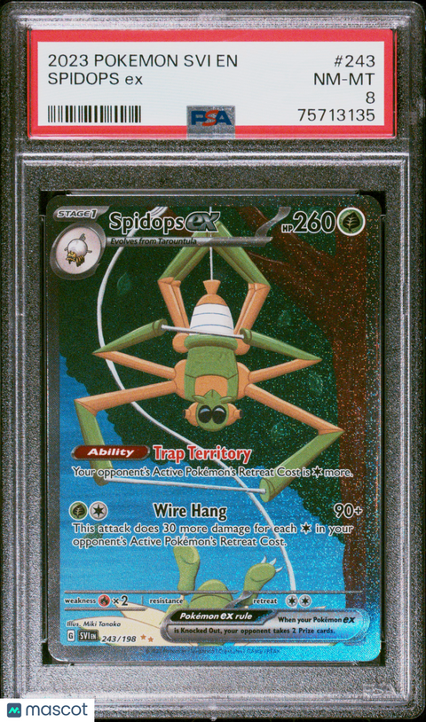 2023 PokéMon TCG Spidops EX #243 PSA 8