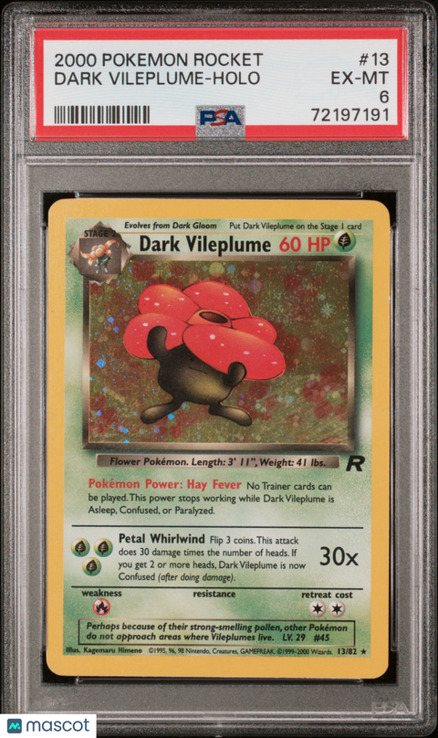 2000 PokéMon TCG Dark Vileplume #13 PSA 6