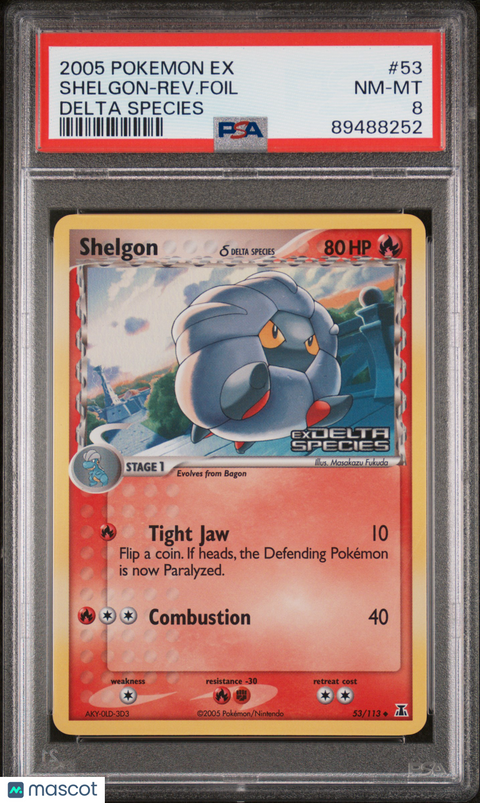 2005 PokéMon TCG Shelgon-Rev. Foil #53 PSA 8