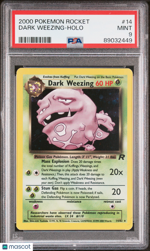 2000 PokéMon TCG Dark Weezing #14 PSA 9