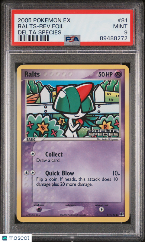 2005 PokéMon TCG Ralts-Rev. Foil #81 PSA 9