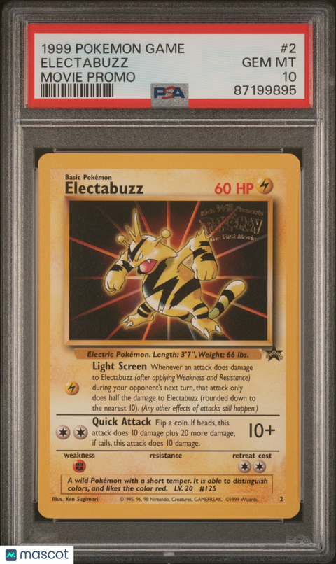 1999 PokéMon TCG Electabuzz #2 PSA 10