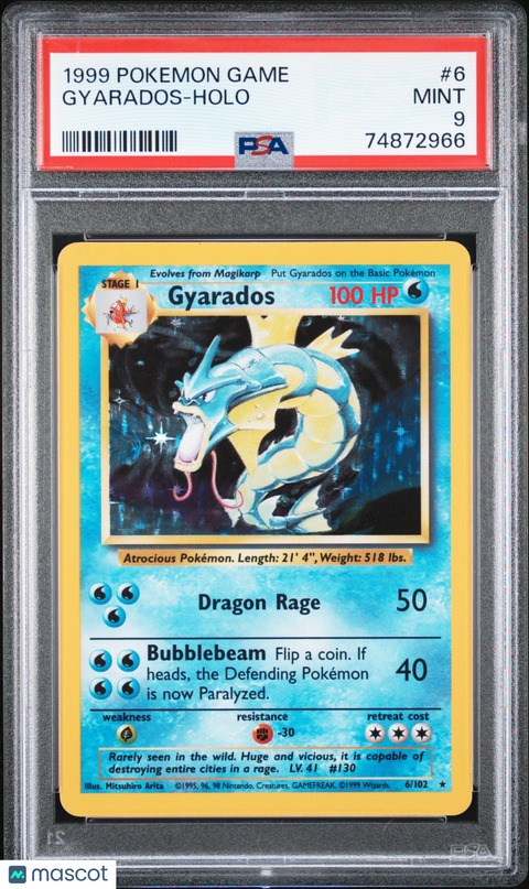 1999 PokéMon TCG Gyarados #6 PSA 9