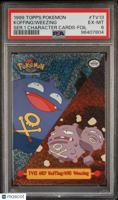 1999 Topps Pokemon Series 1 Character Cards Weezing Koffing #TV13 PSA 6