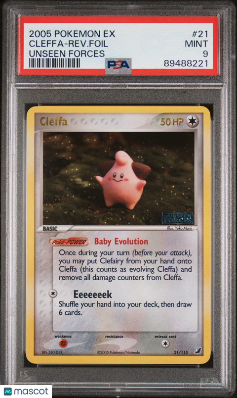 2005 PokéMon TCG Cleffa-Rev. Foil #21 PSA 9