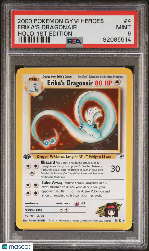 2000 Gym Heroes TCG Erika's Dragonair #4 PSA 9