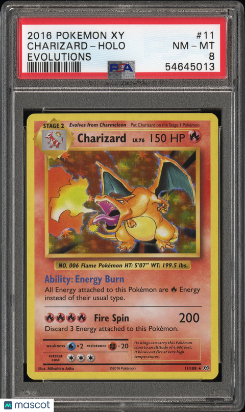 2016 PokéMon TCG Charizard #11 PSA 8