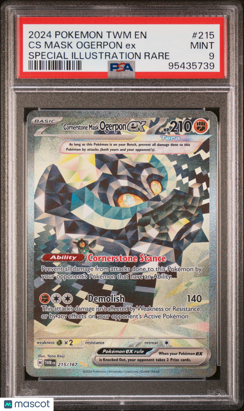 2024 PokéMon TCG CS Mask Ogerpon EX #215 Special Illustration Rare PSA 9