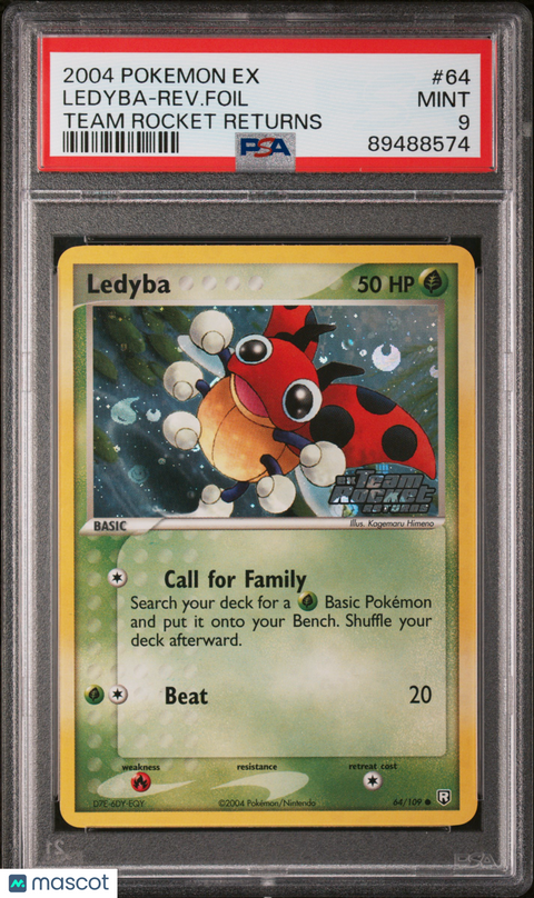 2004 PokéMon TCG Ledyba-Rev. Foil #64 PSA 9