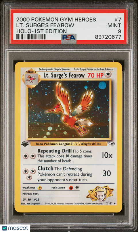 2000 Gym Heroes TCG LT. Surge's Fearow #7 PSA 9