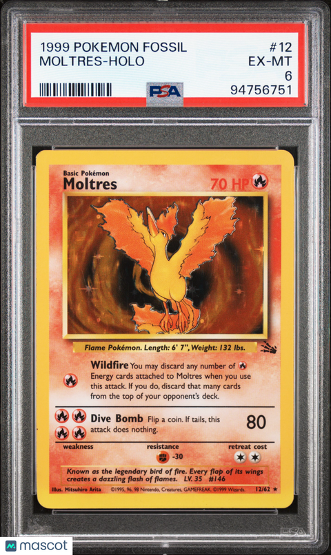 1999 PokéMon TCG Moltres #12 PSA 6