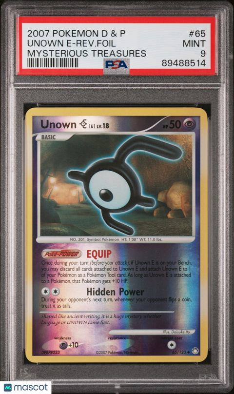 2007 PokéMon TCG Unown E-Rev. Foil #65 PSA 9