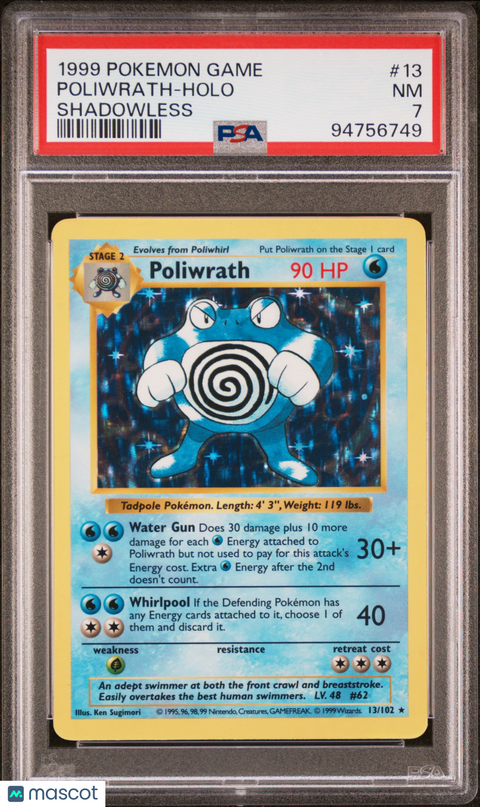 1999 PokéMon TCG Poliwrath #13 PSA 7