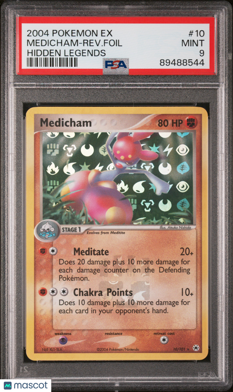 2004 PokéMon TCG Medicham-Rev. Foil #10 PSA 9