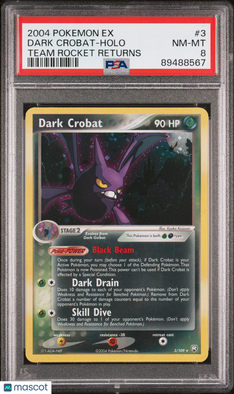 2004 PokéMon TCG Dark Crobat #3 PSA 8