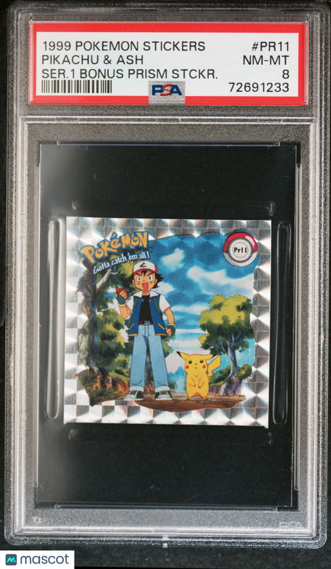 1999 PokéMon TCG Pikachu & Ash #PR11 Serbian PSA 8