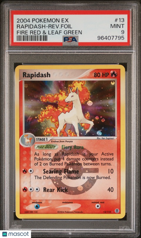 2004 PokéMon TCG Rapidash-Rev. Foil #13 Greek Fire Red & Leaf Green PSA 9