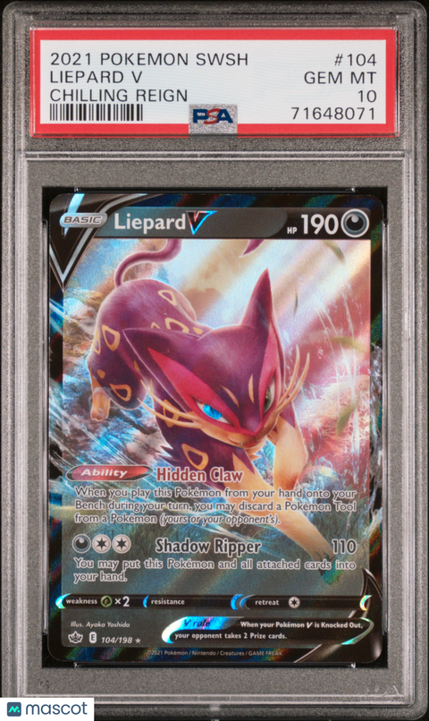 2021 PokéMon TCG Liepard V #104 PSA 10