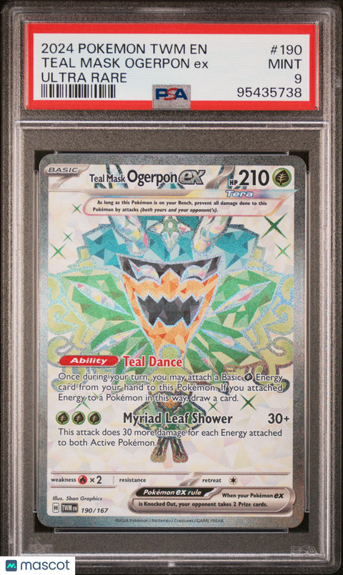 2024 PokéMon TCG Teal Mask Ogerpon EX #190 Ultra Rare PSA 9