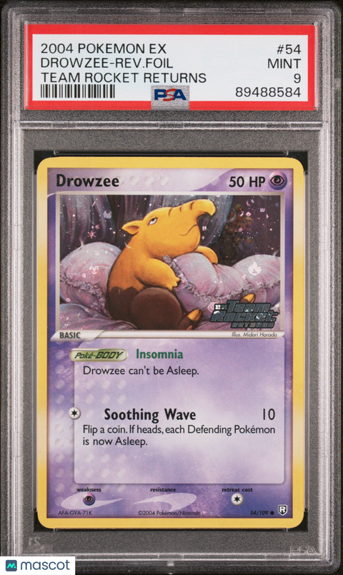 2004 PokéMon TCG Drowzee-Rev. Foil #54 PSA 9