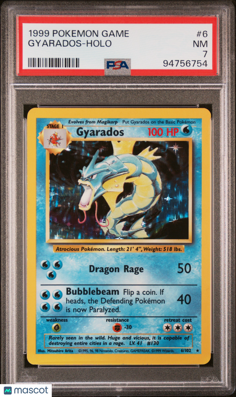 1999 PokéMon TCG Gyarados #6 PSA 7