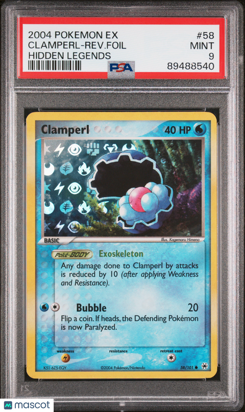 2004 PokéMon TCG Clamperl-Rev. Foil #58 PSA 9